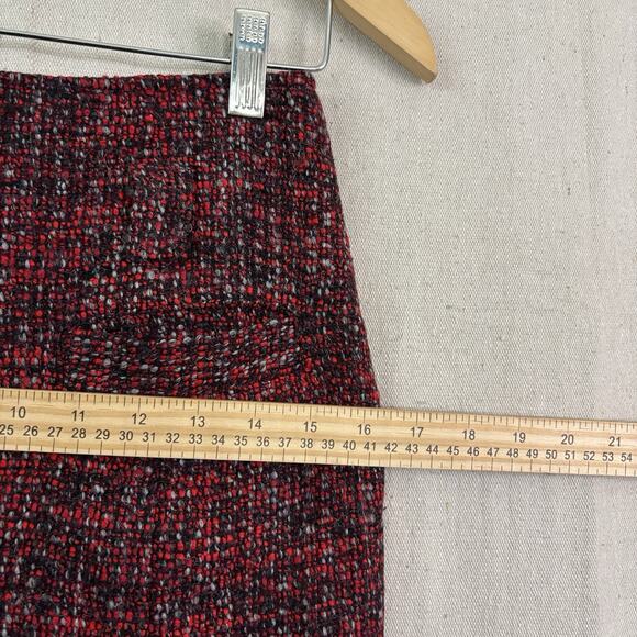 Nanette Lepore Lined Tweed Skirt Women Size 4 Red Dark Academia Twee Career Chic - Picture 5 of 7